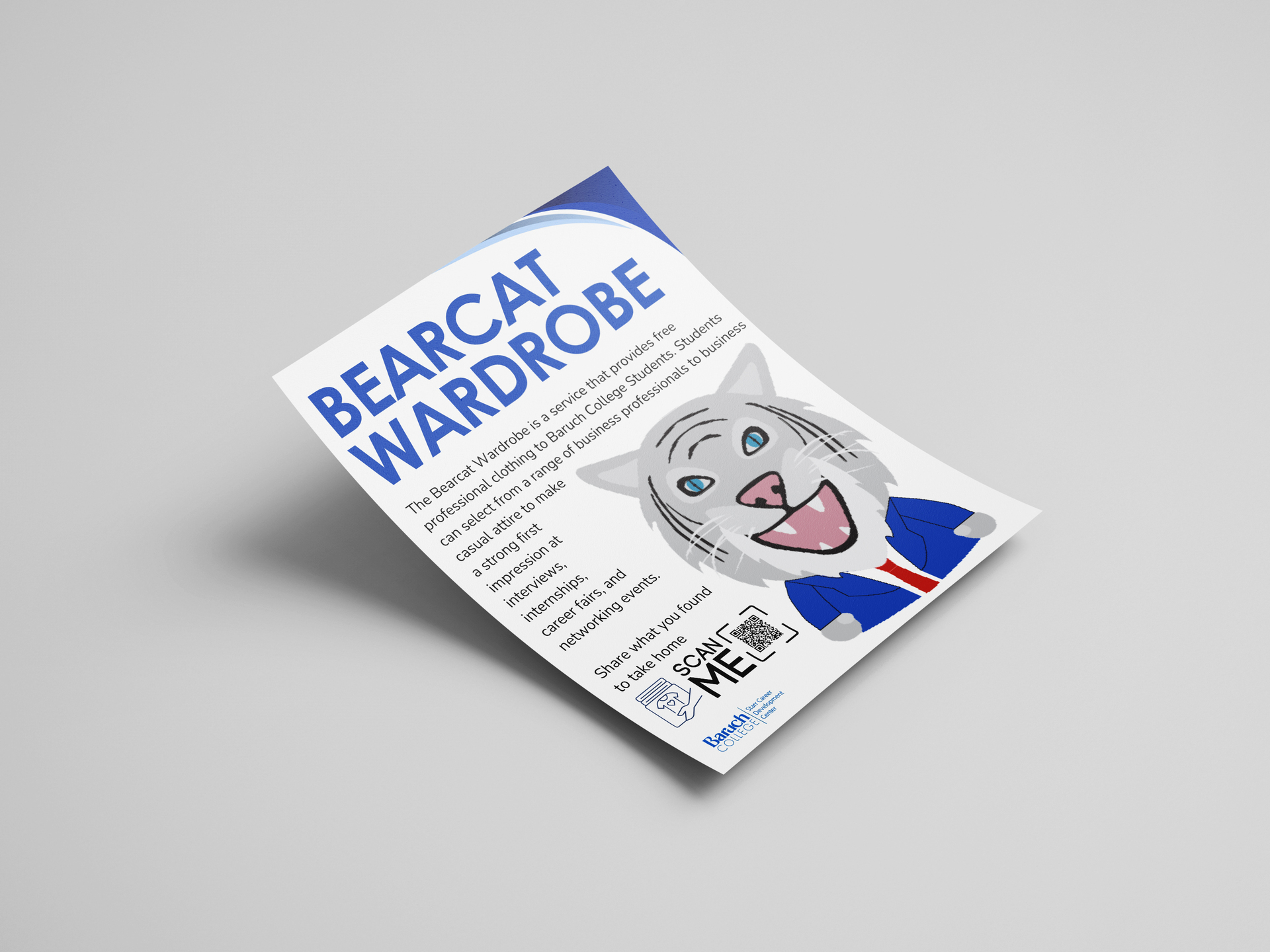 mockup of the Bearcat Wardrobe in-office flyer